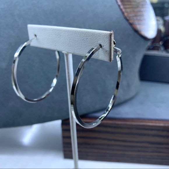 Secret Box New York white gold Dipped Hoops - Picture 2 of 6